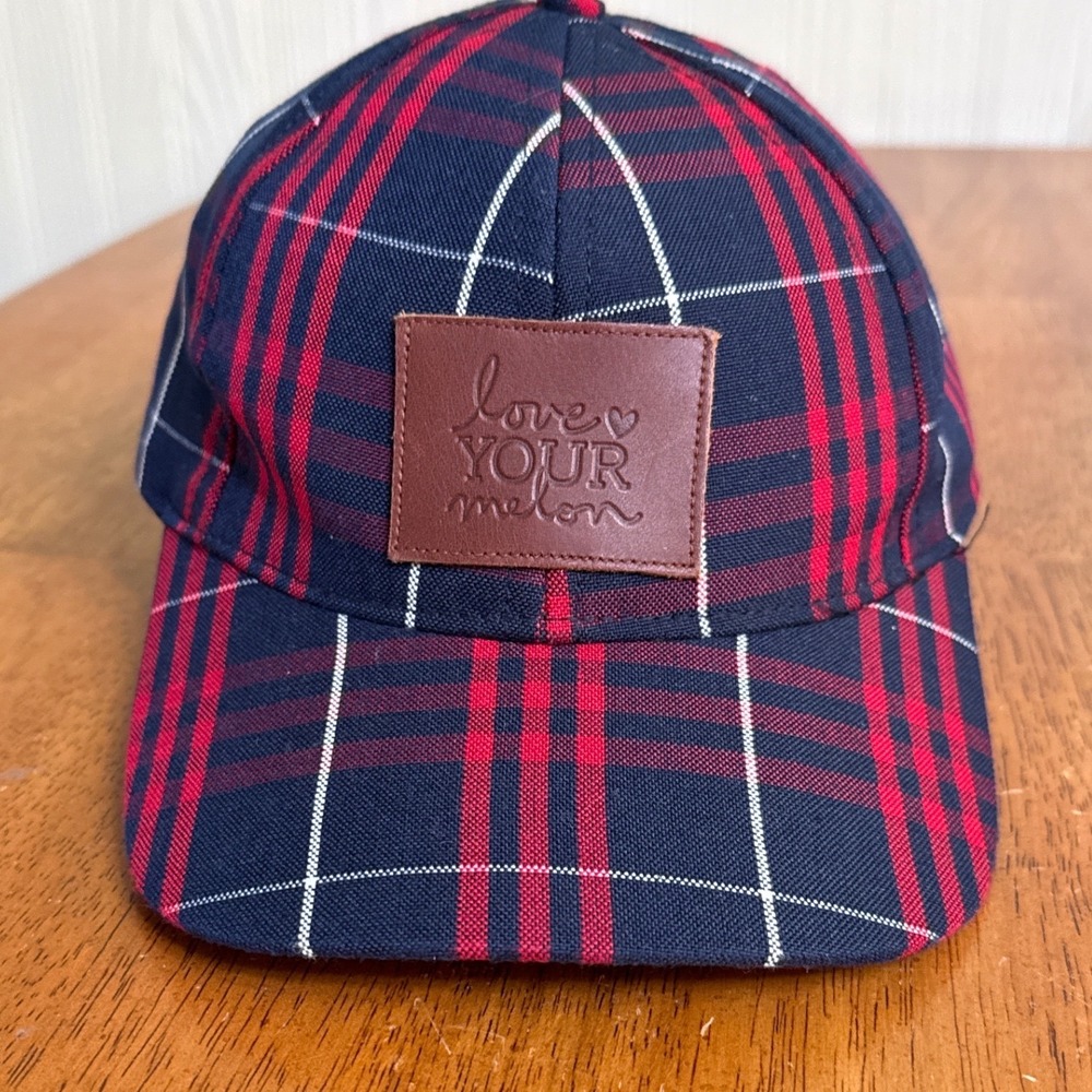 Love Your Melon Strapback Hat Cap Adjustable Blue Red Plaid